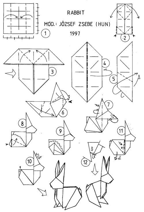 Кролик оригами схема 4