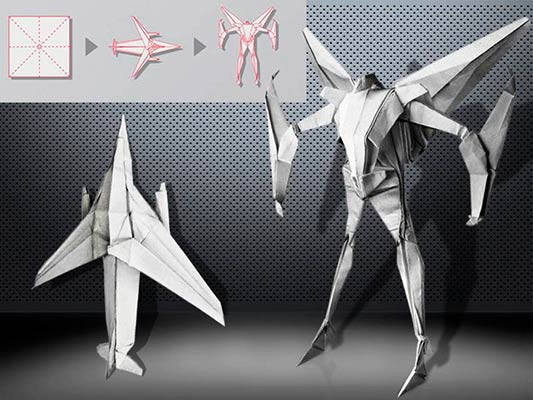 Оригами робот самолет