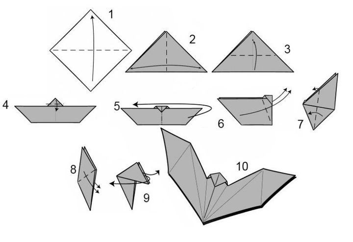 Соберите венок оригами в виде летучей мыши