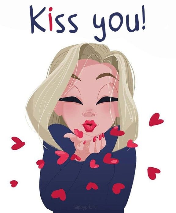 168 красивых картинок с поцелуями для девушки или парня #59
