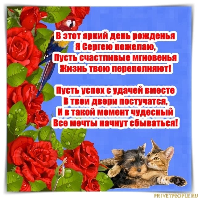 Сергей, с днем рождения! 180 открыток с поздравлениями #112
