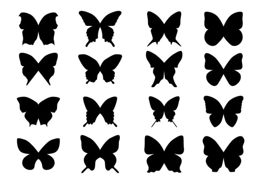 112 трафаретов бабочек для вырезания из бумаги #102