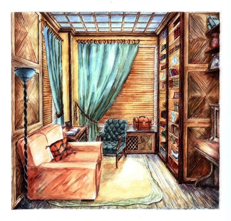 Интерьеры комнаты: 110 рисунков #17