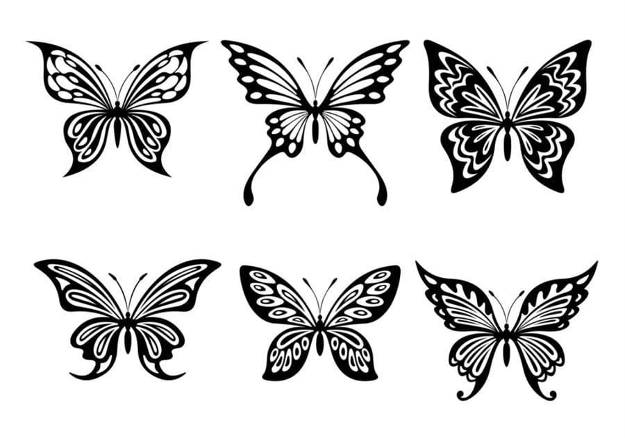 112 трафаретов бабочек для вырезания из бумаги #93
