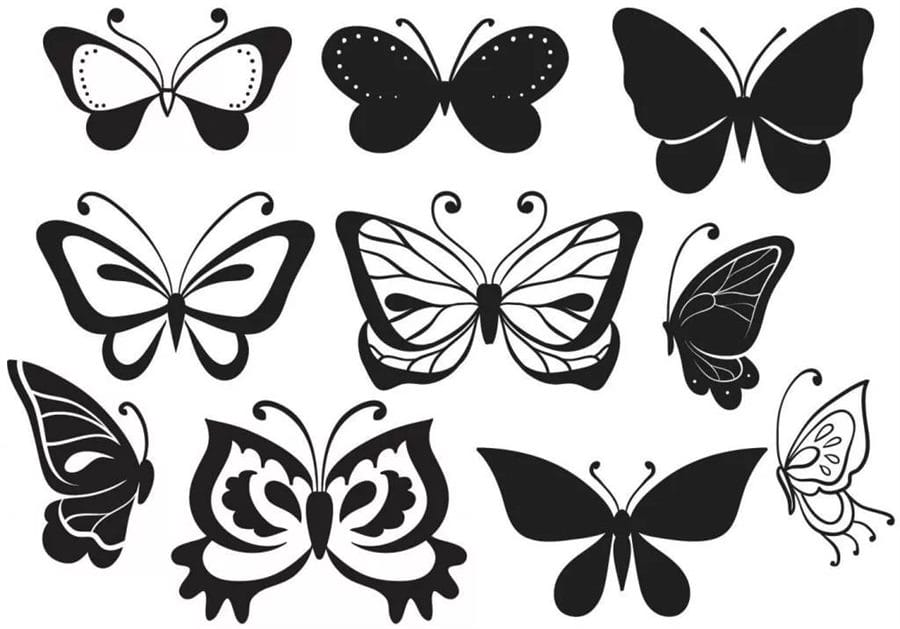 112 трафаретов бабочек для вырезания из бумаги #59