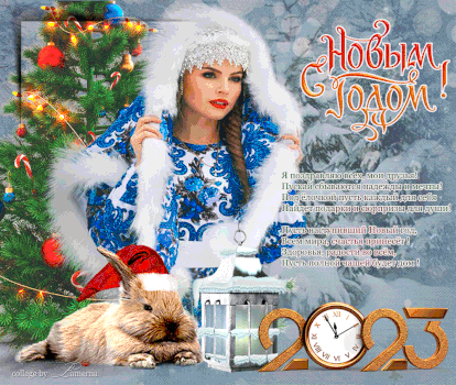 310 открыток с поздравлениями с Новым 2023 Годом кролика #233