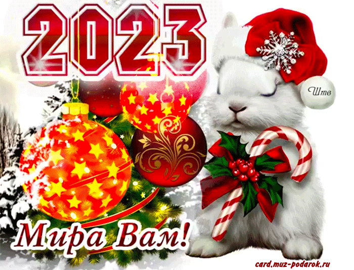 310 открыток с поздравлениями с Новым 2023 Годом кролика #231