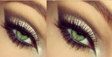 Дневной и вечерний макияж для зеленых глаз и темных волос: пошаговые фото, видео #26