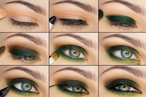 Дневной и вечерний макияж для зеленых глаз и темных волос: пошаговые фото, видео #44