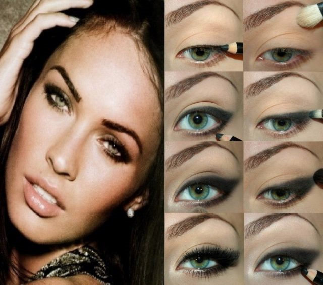 Дневной и вечерний макияж для зеленых глаз и темных волос: пошаговые фото, видео #20
