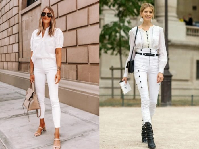 С чем носить белые женские джинсы и фото модных образов #13