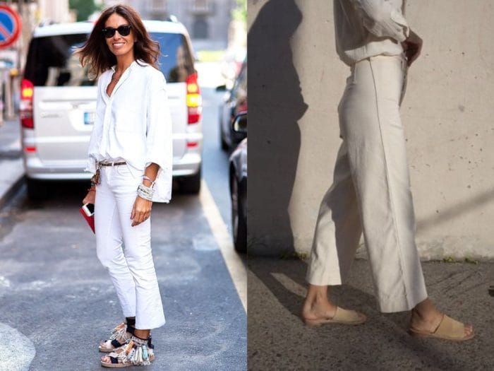 С чем носить белые женские джинсы и фото модных образов #43