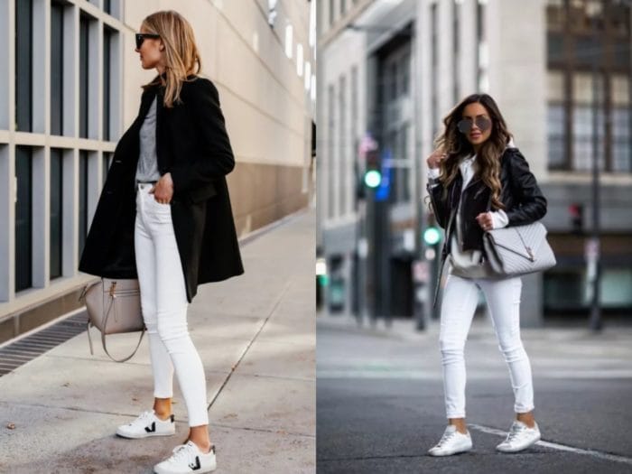 С чем носить белые женские джинсы и фото модных образов #12