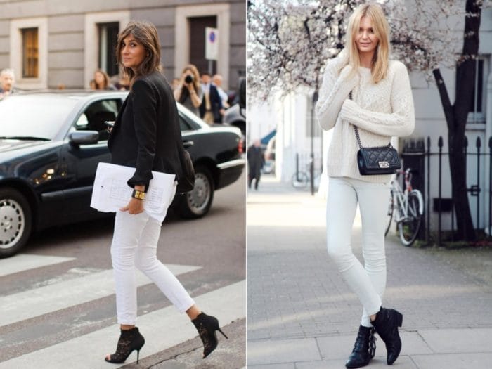 С чем носить белые женские джинсы и фото модных образов #42