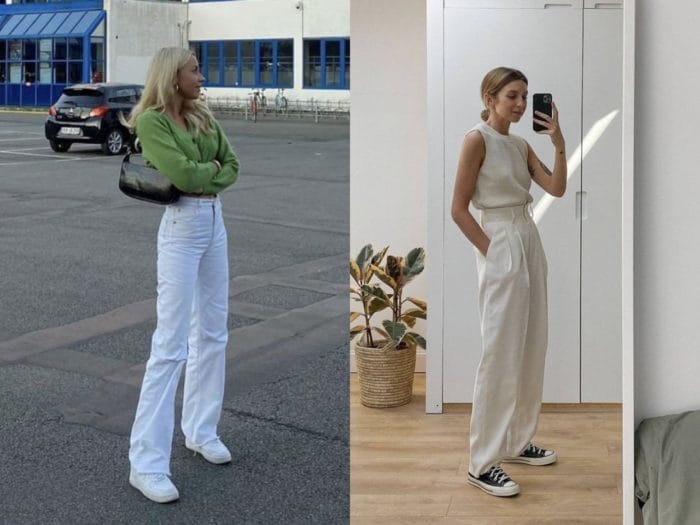 С чем носить белые женские джинсы и фото модных образов #14