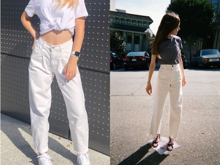 С чем носить белые женские джинсы и фото модных образов #30