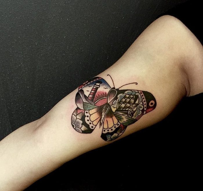 Эскизы тату с бабочкой – 80 лучших фото-идей со значением #18