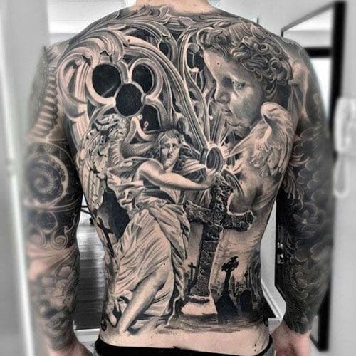 Эскизы татуировок на спине для мужчин с фото #11