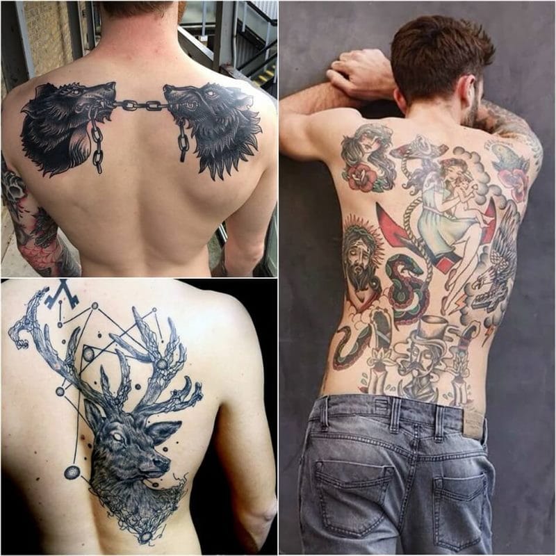 Эскизы татуировок на спине для мужчин с фото #15