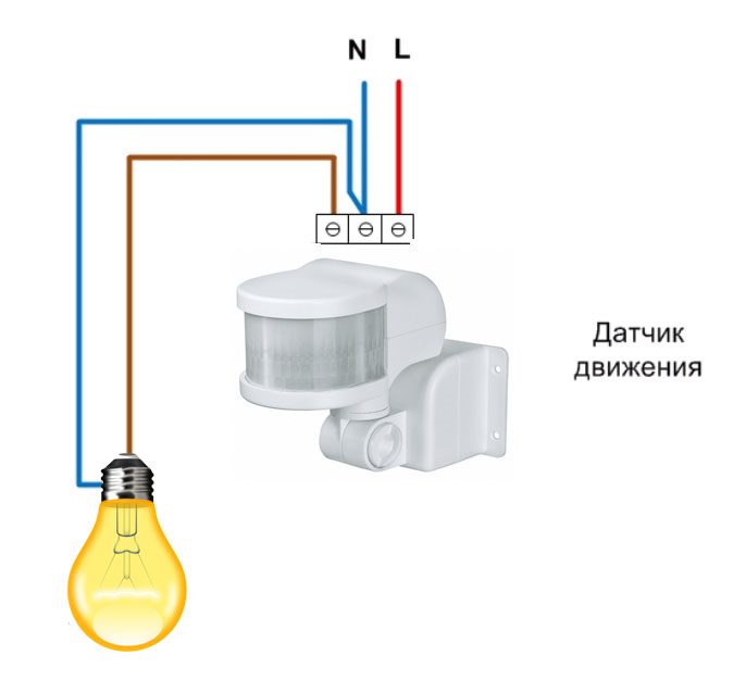 Схемы подключения датчика движения: с выключателем и без (как правильно установить к лампочке и настроить освещение) #46