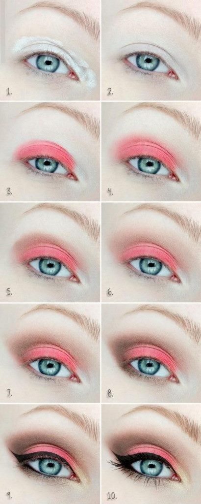 Макияж глаз розовыми тенями #7
