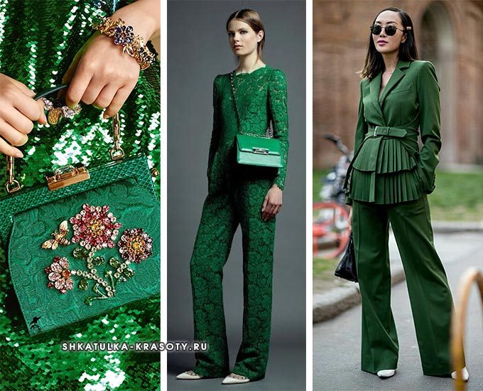 Темно-зеленый цвет в одежде. Сочетания. Фото #40