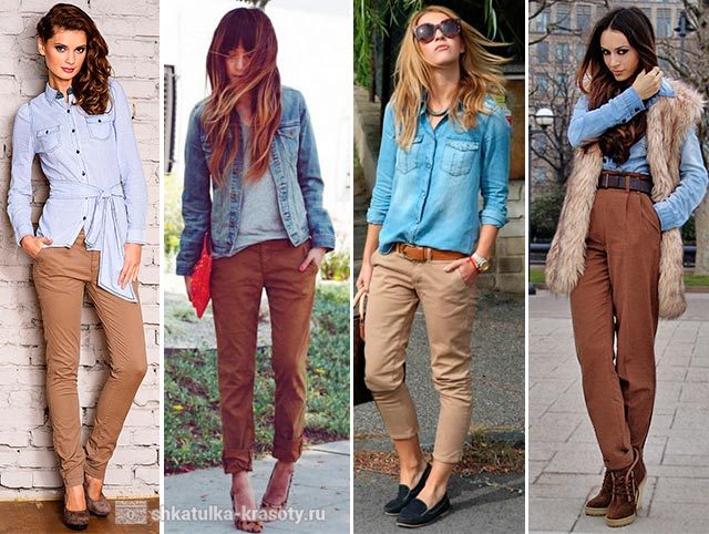 С чем носить коричневые брюки (джинсы) — 110 фото #14