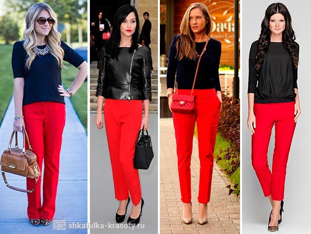С чем носить красные брюки, джинсы #18