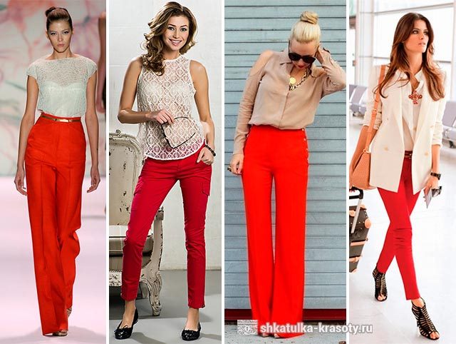 С чем носить красные брюки, джинсы #14