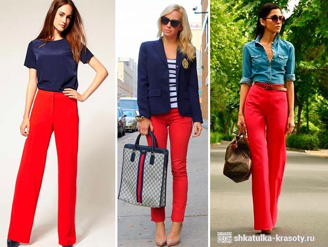 С чем носить красные брюки, джинсы #39