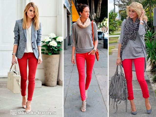 С чем носить красные брюки, джинсы #36
