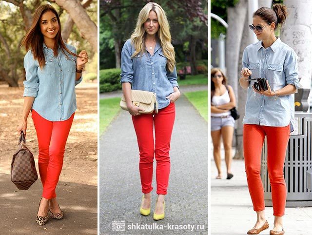 С чем носить красные брюки, джинсы #42