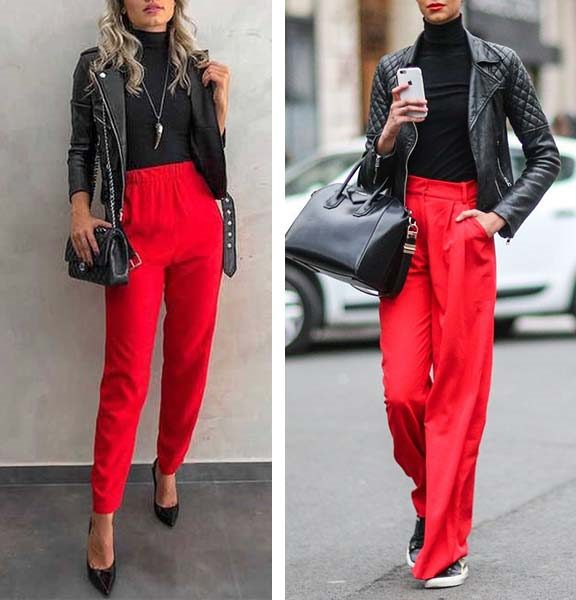 С чем носить красные брюки, джинсы #22