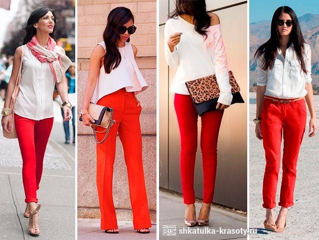 С чем носить красные брюки, джинсы #8