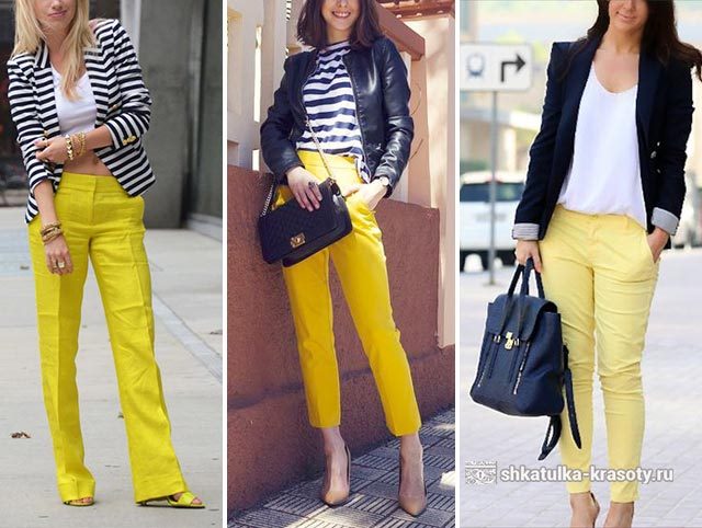 С чем носить желтые брюки, джинсы — 170 фото #18