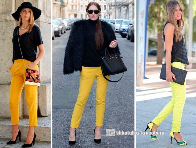 С чем носить желтые брюки, джинсы — 170 фото #13