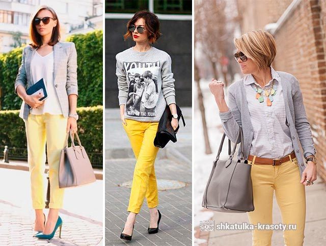 С чем носить желтые брюки, джинсы — 170 фото #46