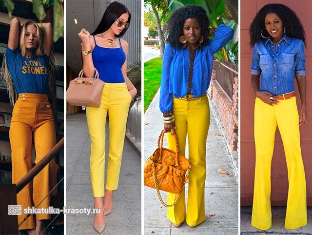 С чем носить желтые брюки, джинсы — 170 фото #24