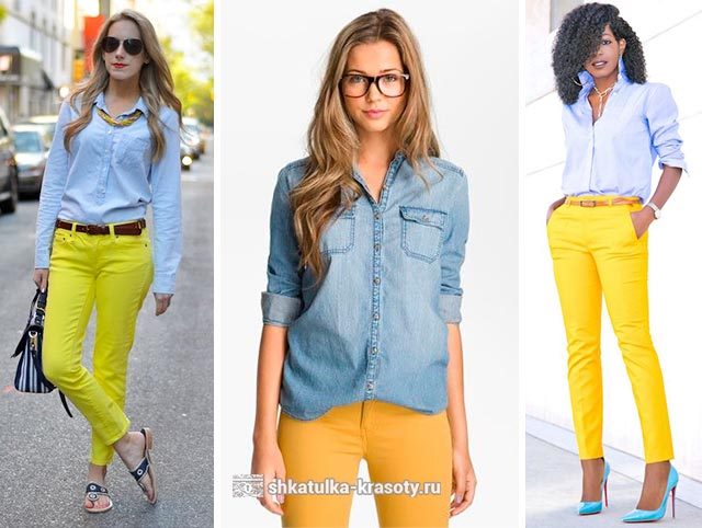 С чем носить желтые брюки, джинсы — 170 фото #30