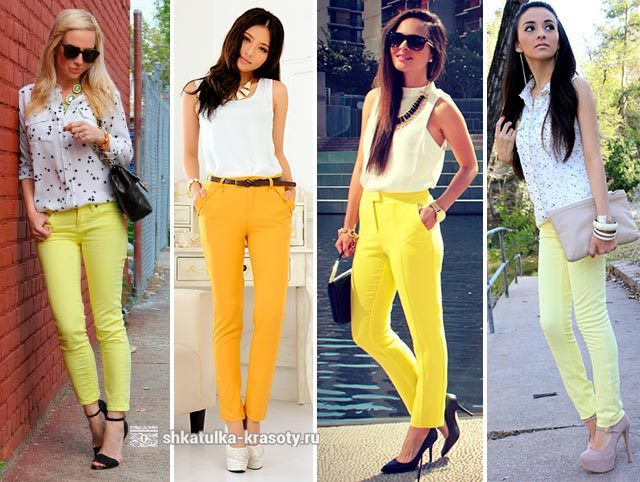 С чем носить желтые брюки, джинсы — 170 фото #7
