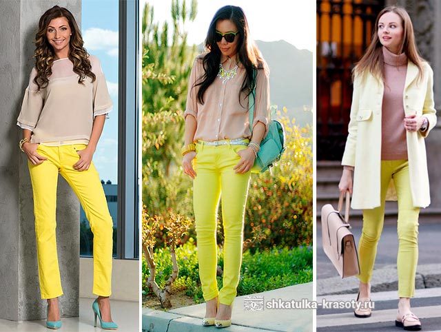 С чем носить желтые брюки, джинсы — 170 фото #54