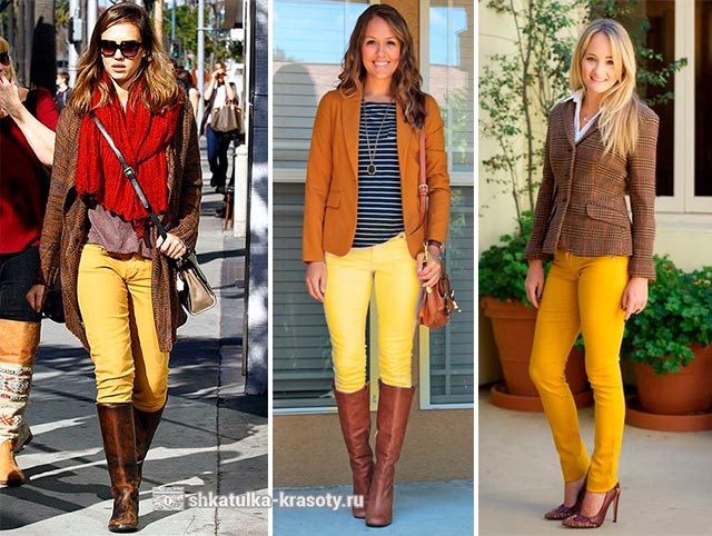 С чем носить желтые брюки, джинсы — 170 фото #57