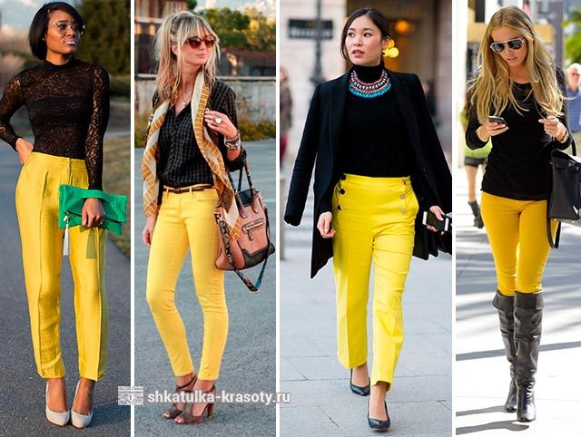 С чем носить желтые брюки, джинсы — 170 фото #10