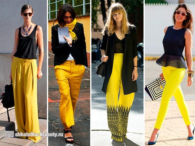 С чем носить желтые брюки, джинсы — 170 фото #11