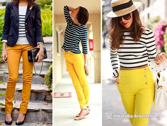 С чем носить желтые брюки, джинсы — 170 фото #16
