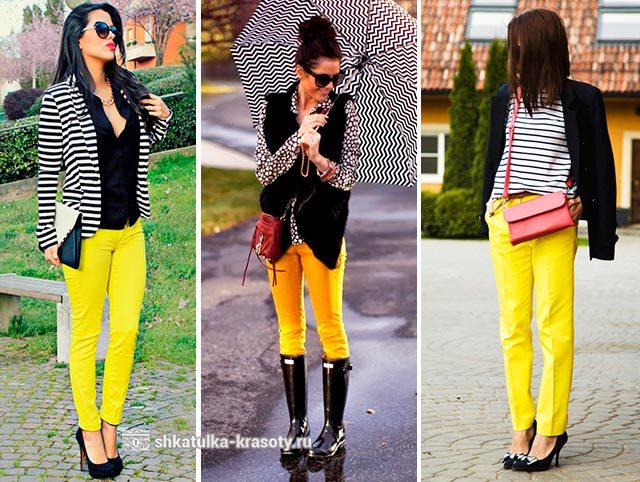С чем носить желтые брюки, джинсы — 170 фото #17