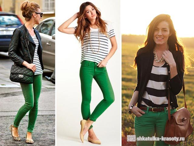 С чем носить зеленые брюки, джинсы — 190 фото #22