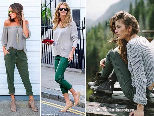 С чем носить зеленые брюки, джинсы — 190 фото #29