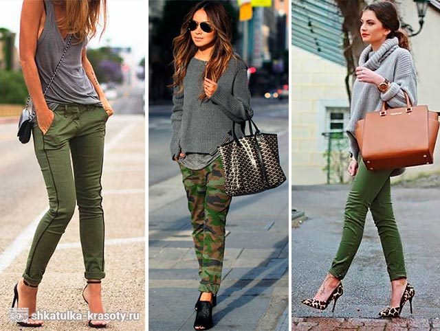 С чем носить зеленые брюки, джинсы — 190 фото #32