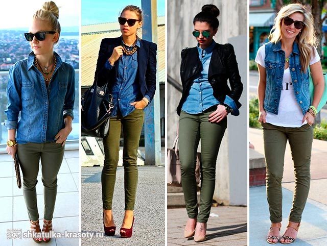 С чем носить зеленые брюки, джинсы — 190 фото #38